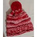 TYD-1203 : Red and Pink Handmade Knitted Hat with Red PomPom for Teens or Adults at Texas Yard Sale . com