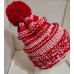 TYD-1203 : Red and Pink Handmade Knitted Hat with Red PomPom for Teens or Adults at Texas Yard Sale . com