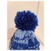 TYD-1204 : Blue and Light Blue Handmade Knitted Hat with Blue PomPom for Children at Texas Yard Sale . com