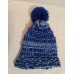 TYD-1204 : Blue and Light Blue Handmade Knitted Hat with Blue PomPom for Children at Texas Yard Sale . com