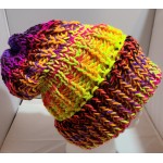 Knitted Double Brim Fun Blacklight Neon Slouchy Hat