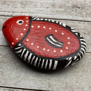 JTD-1004 : Red White and Black Fish Rock at Texas Yard Sale . com