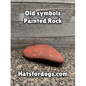 JTD-1008 : Painted Rock with Symbols at Texas Yard Sale . com