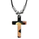 Camo Design Stone Cross Necklace