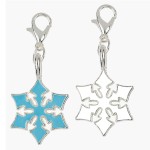 Blue or White Large Snowflake Charm on Lobster Claw Clasp