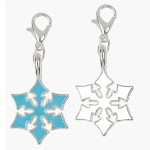 RTD-3255 : Blue or White Large Snowflake Charm on Lobster Claw Clasp at Texas Yard Sale . com