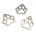 Animal Paw Print Metal Charms Antique Silver Finish