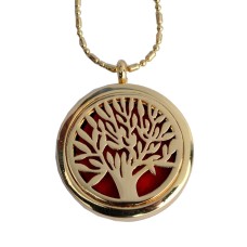 Essential Oils Aromatherapy Golden Tree of Life Locket Necklace