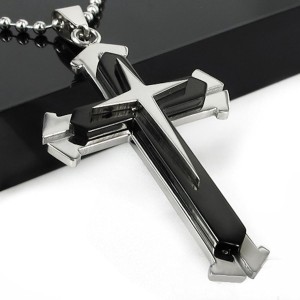 RTD-3672 : Stainless Steel Black Cross Pendant Necklace at Texas Yard Sale . com