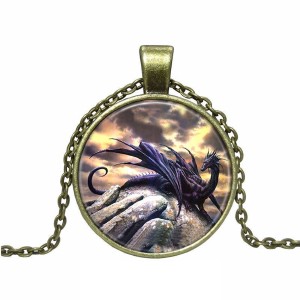 RTD-3677 : Purple Dragon On Mountain Pendant Necklace at Texas Yard Sale . com