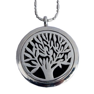 RTD-3780 : Essential Oils Aromatherapy Silver Tree Locket Necklace at Texas Yard Sale . com