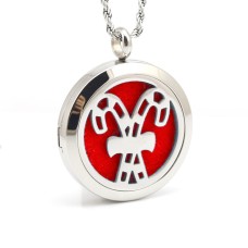 Christmas Candy Canes Aromatherapy Essential Oils Diffuser Stainless Steel Locket Necklace