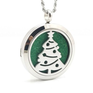 RTD-3861 : Christmas Tree Essential Oils Diffuser Stainless Steel Locket Necklace at Texas Yard Sale . com