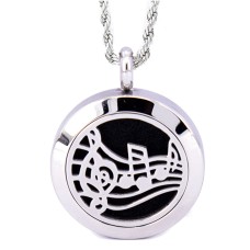 Music Lover's Aromatherapy Essential Oils Diffuser Stainless Steel Locket Necklace