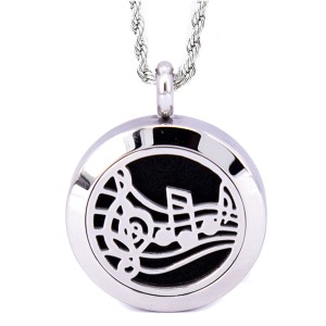 RTD-3862 : Music Lovers Aromatherapy Essential Oils Diffuser Stainless Steel Locket Necklace at Texas Yard Sale . com