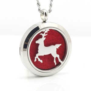 RTD-3863 : Christmas Reindeer Aromatherapy Essential Oils Diffuser Stainless Steel Locket Necklace at Texas Yard Sale . com
