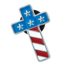 Stars and Stripes USA Patriotic Cross Pin