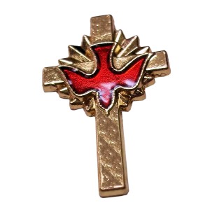 RTD-3979 : Golden Cross Red Dove Pin at Texas Yard Sale . com