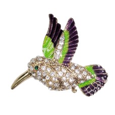Hummingbird Rhinestone Crystal Brooch Pin