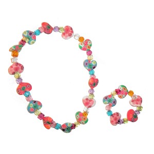 RTD-4001 : Childs Flowery Heart Bead Necklace and Bracelet Set at Texas Yard Sale . com