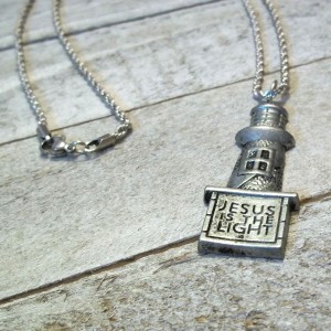 RTD-4054 : Jesus is the Light Lighthouse Charm Necklace at Texas Yard Sale . com