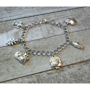 RTD-4057 : Fall Thanksgiving Antique Silver Charms Bracelet at Texas Yard Sale . com
