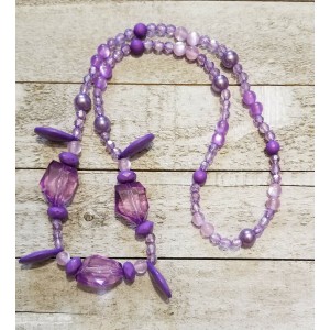 TYD-1132 : Handmade 26 Inch Purple Crystal and Glass Beaded Stretch Necklace at Texas Yard Sale . com