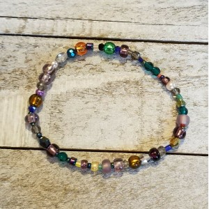 TYD-1134 : Handmade Glass Beaded Multi Color Stretch Bracelet at Texas Yard Sale . com