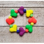 Neon Heart Chunky Bead Bracelet Kids Stretch Accessory Playful Jewelry Neon Heart Chunky Bead Bracelet Kids Stretch Accessory Playful Jewelry
