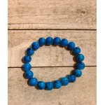 Blue Marbled Glass Bead Stretch Bracelet 6 Inch Handmade Beaded Jewelry Blue Marbled Glass Bead Stretch Bracelet 6 Inch Handmade Beaded Jewelry