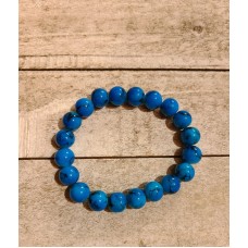 Stretch Glass Marbled Beads 6 Inch Blue Bracelet