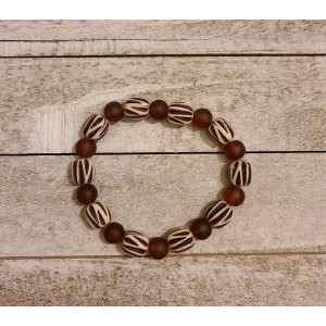 TYD-1193 : Chunky Brown and Tan Stretch Beaded Bracelet at Texas Yard Sale . com