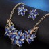 RTD-3741 : Blue Fashion Flowers Necklace and Earring Jewelry Set Blue and Gold at Texas Yard Sale . com