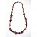 RTD-4039 : Fall Necklace with Brown Wood Beads and Frosted Glass Beads at Texas Yard Sale . com