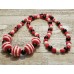 TYD-1131 : Handmade 28 Inch Red, White, Black Beaded Stretch Necklace at Texas Yard Sale . com