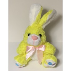2008 Chrisha Playful Plush Yellow Easter Bunny Rabbit 8 Inches Tall