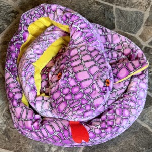 AJD-1077 : Fiesta Toy 91 Inch Long Purple And Yellow Snake Plush at Texas Yard Sale . com