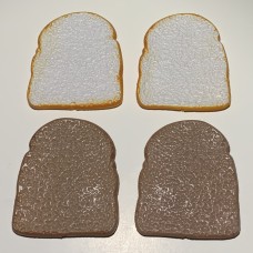 Set of 4 Plastic Food Toys Sliced Bread - 2 Slices of White and 2 Slices of Wheat