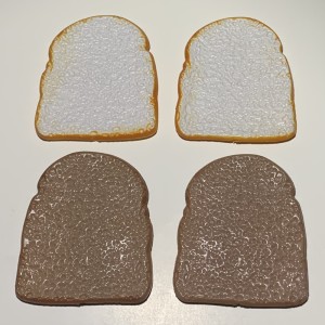 AJD-1086 : Set of 4 Plastic Food Toys Sliced Bread - 2 Slices of White and 2 Slices of Wheat at Texas Yard Sale . com