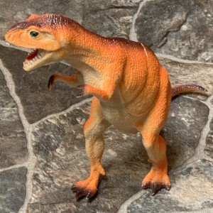 AJD-1099 : Squeaky Rubber Dinosaur Toy Orange T-Rex at Texas Yard Sale . com