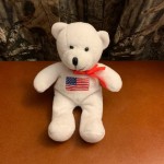 Atico International White USA Bear With Red Bow Plush