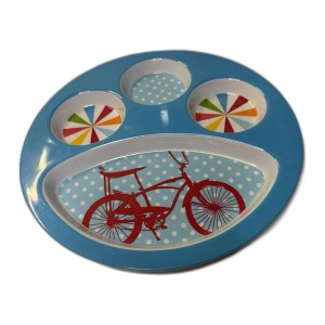 RDD-2024 : Kids Vintage Bicycle Divided Sectional Meal Plate - Blue at Texas Yard Sale