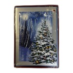 Box Of Christmas Tree Cards With Silver Border