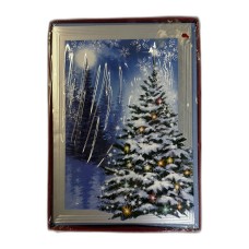 Box Of Christmas Tree Cards With Silver Border