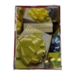 Box of 18 Holiday Christmas Cards – Green & Gold Bow Design with Envelopes