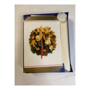 RDD-2034 : Box of 18 Christmas Wreath Holiday Greeting Cards at Texas Yard Sale
