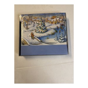 RDD-2035 : Box of 15 Holiday Christmas Cards with Envelopes - Snowy Winter Scene at Texas Yard Sale