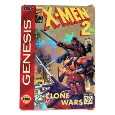  X-Men 2 Clone Wars Sega Genesis Video Game Cartridge and Box (BBV)