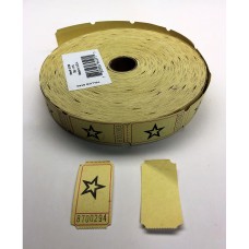 Partial Roll of Yellow Star Tickets for Parties, Carnivals, Raffles and Admission