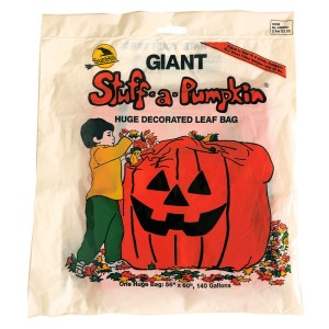 RDD-1138 : Vintage 1990 Giant Stuff-a-Pumpkin Halloween Decorated Leaf Bag - New - Sealed at Texas Yard Sale . com